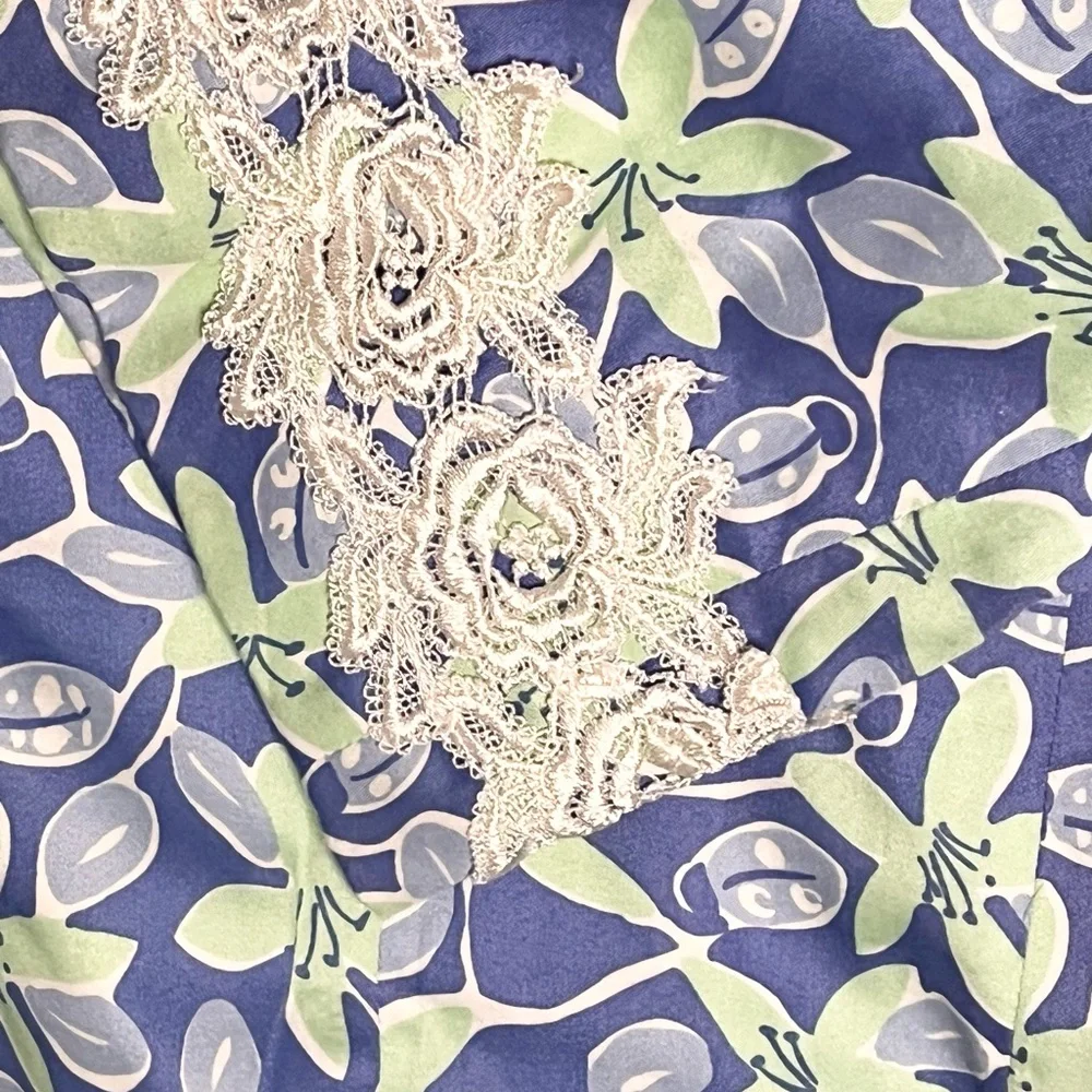 LILLY PULITZER Periwinkle Blue & Mint Floral Strapless Sundress Size 12 - Picture 4 of 6